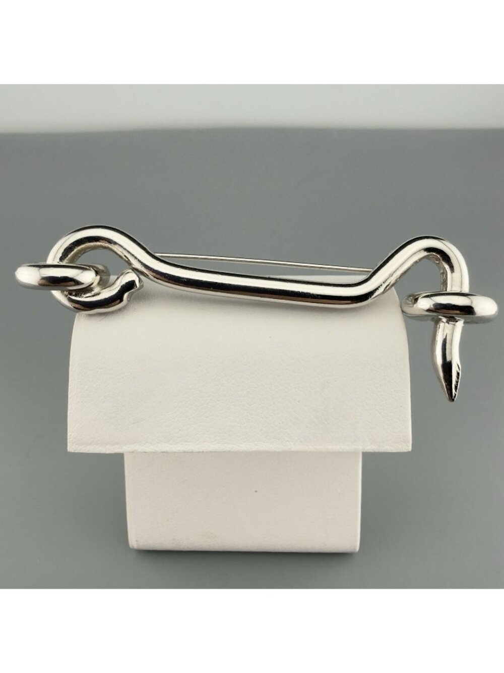 Vintage Hook and Eye Brooch Silver Tone Door Safety Latch Pin 3”
